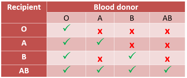 Chart Of Blood Types Donors And Recipients