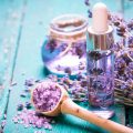 Bottle of lavender essential oil