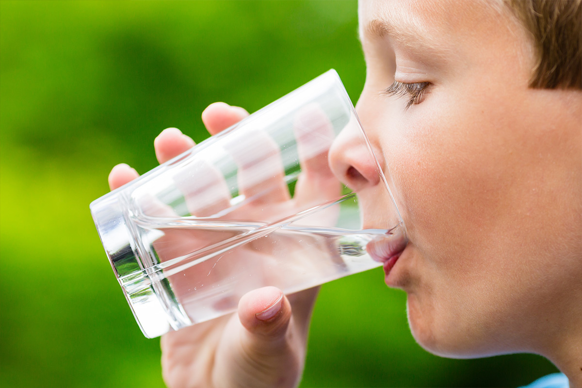 child drinking water