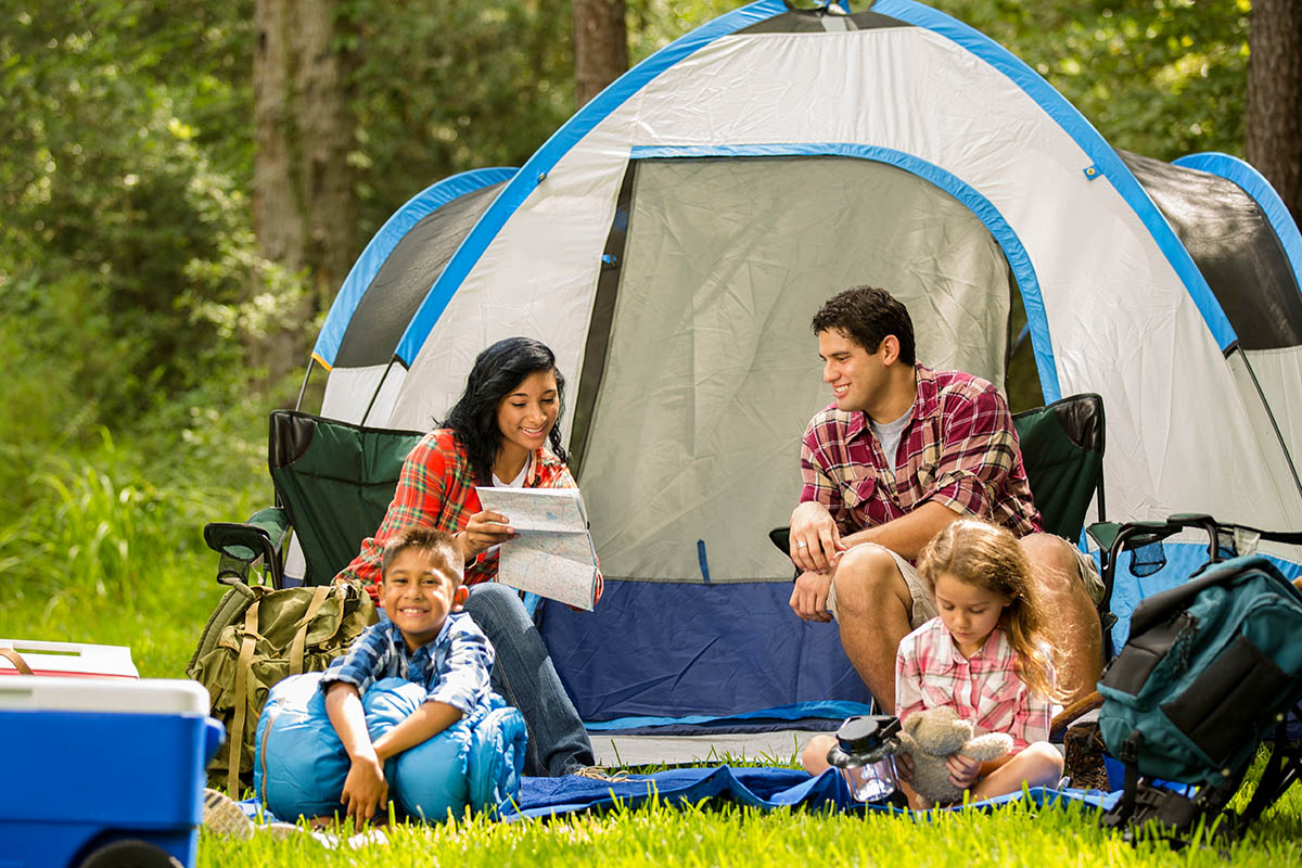 family camping and tent