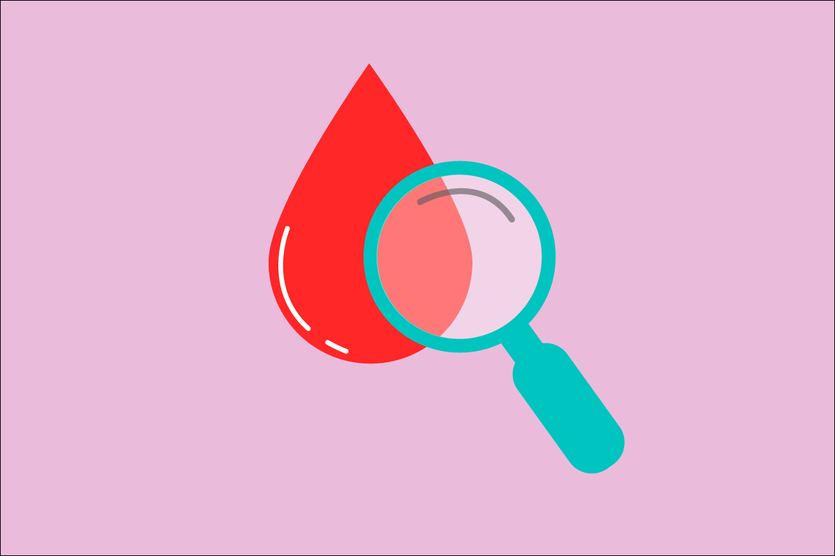 illustration of a magnifying glass looking at a blood droplet