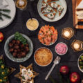 Typical smörgåsbord for christmas a little of everything suitable for smaller gatherings Photo taken from above overhead indoors