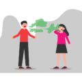 animated people with one person having bad breath and the other covering the nose