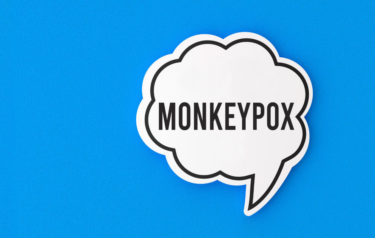 Word monkeypox in a speech bubble