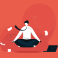 illustration of person trying to be mindful at work