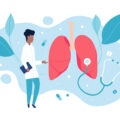 Pulmonologist examines the lungs. The concept of pulmonology and a healthy respiratory system. Medicine vector illustration