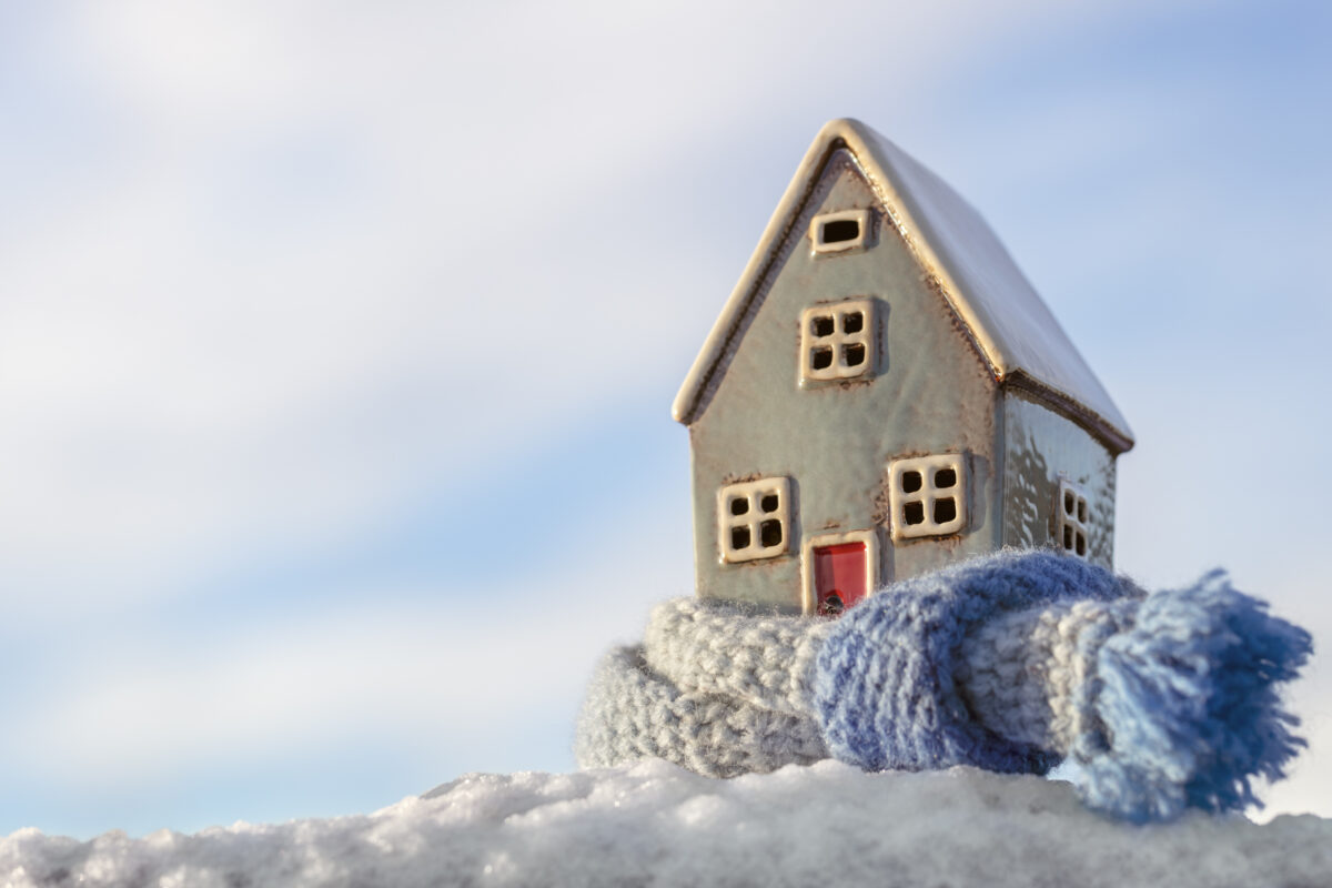 House and home winter energy, heating and insulation background
