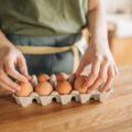 Eggs in a carton on a table