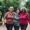 Group of senior women friends in the public park